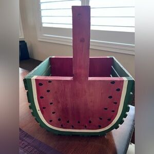 Watermelon-Themed Wooden Basket
